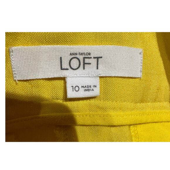 Ann Taylor Loft Size 10 Linen Blend Dressy Shorts Yellow Eyelet Summer Micro - Picture 8 of 10